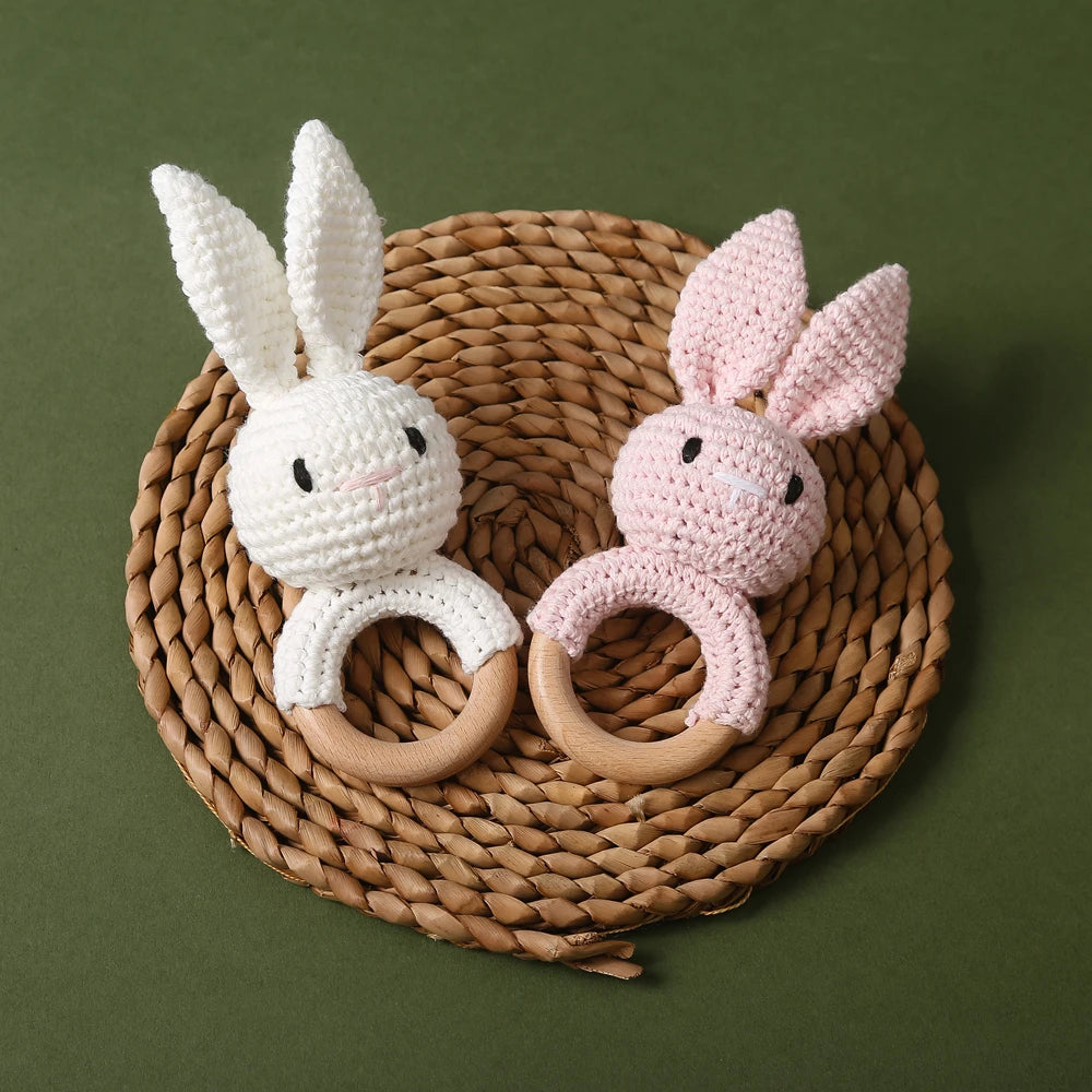 Hochet Peluche et Bois Lapin - Multiples Couleurs - vue 6
