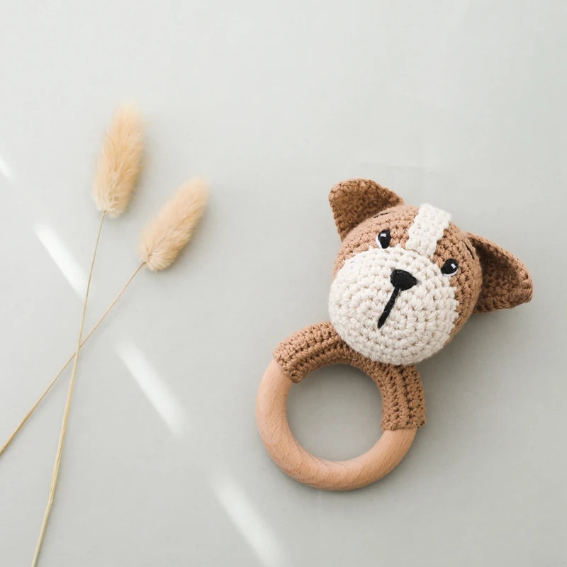 Hochet Chien en Peluche et Bois - vue 7