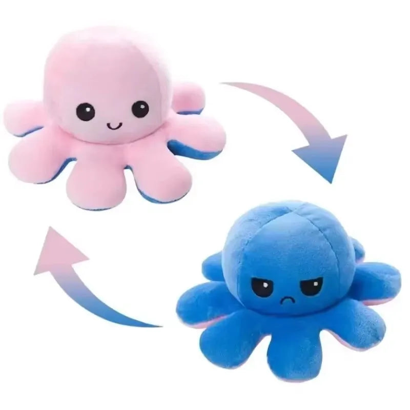 Peluche Pieuvre Reversible Bleu /rose - vue 2