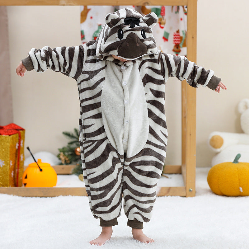 Kigurumi zèbre enfant à motif noir et blanc