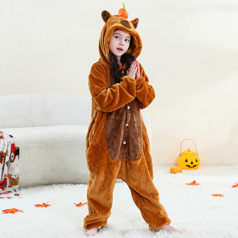 Pyjama une pièce capybara enfant en flanelle