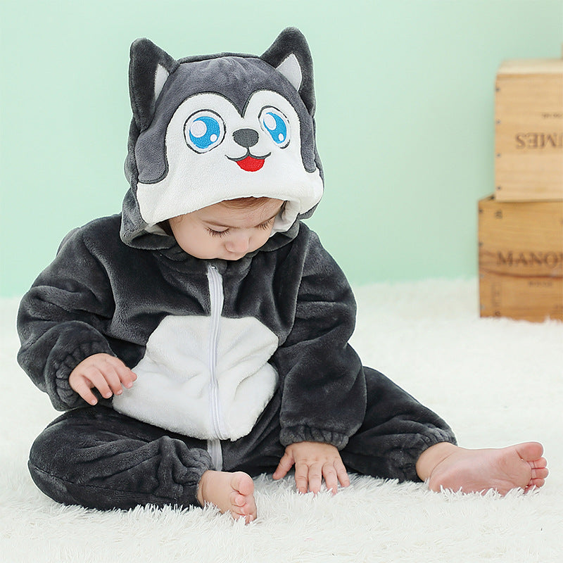 Kigurumi husky gris foncé bébé et enfant