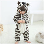 Combinaison pyjama zèbre rayé enfant en flanelle