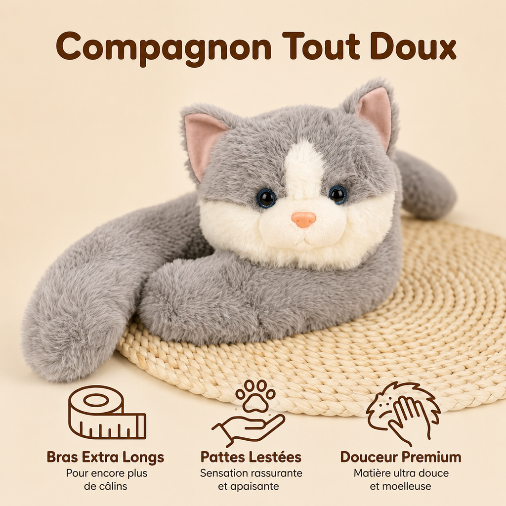 Chat Peluche Lestée - Gris - vue 2