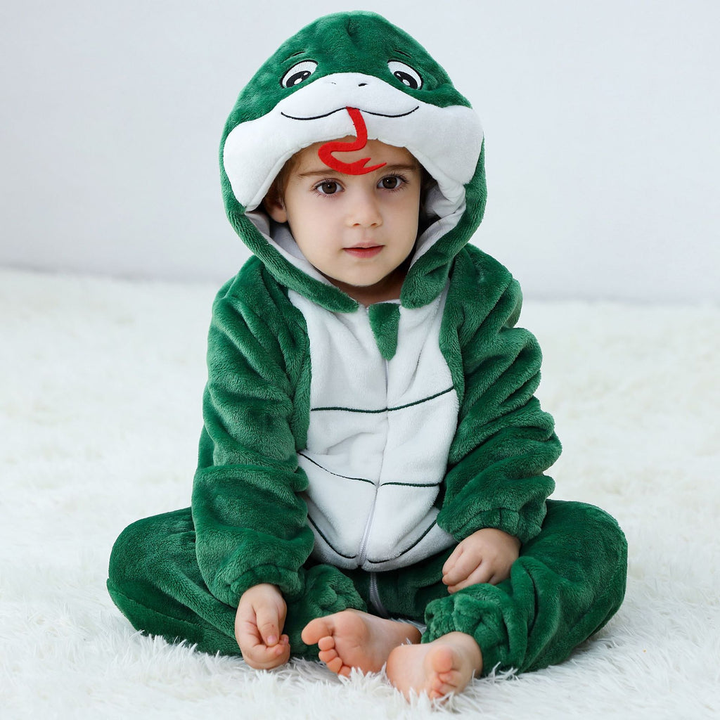 Combinaison pyjama serpent vert foncé enfant