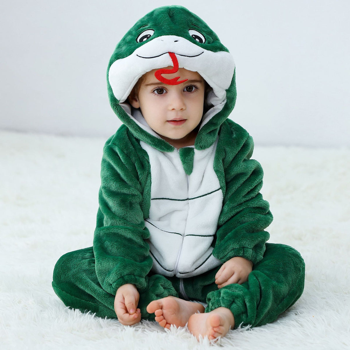 Combinaison pyjama serpent vert foncé enfant