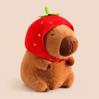 Doudou Capybara 23cm - Bonnet Fraise