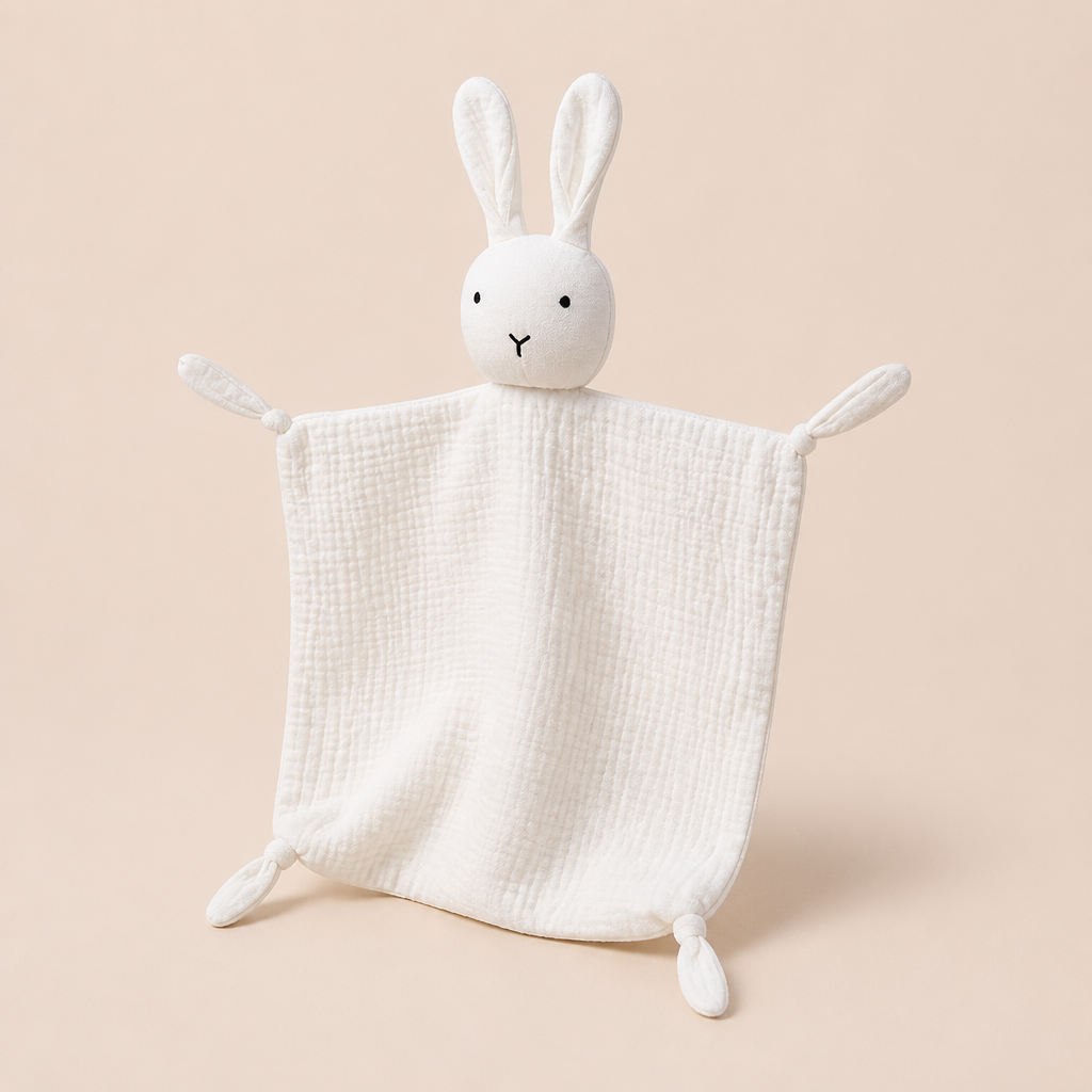 Doudou Lapin Plat - Blanc