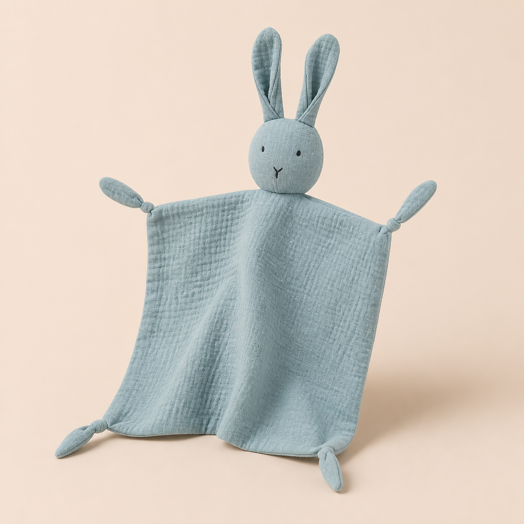 Doudou Lapin Plat - Bleu
