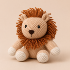 Doudou Lion Crochet Assis