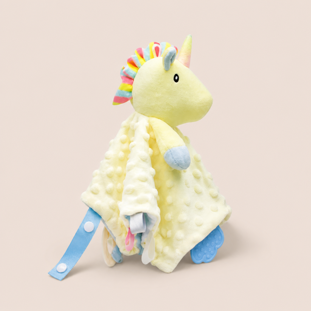 Doudou Mouchoir Licorne Jaune