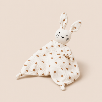 Doudou Plat Lapin - Motifs Cœur