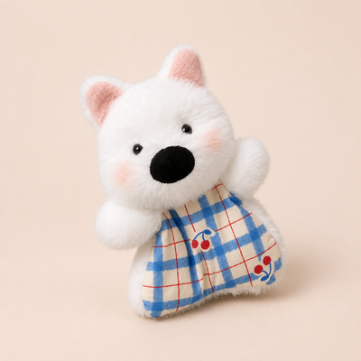Doudou Plat Rembourrer Chien Blanc