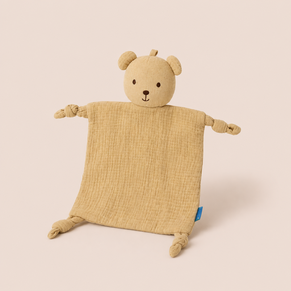 Doudou Serviette Ours Beige avec Bruit de Clochette