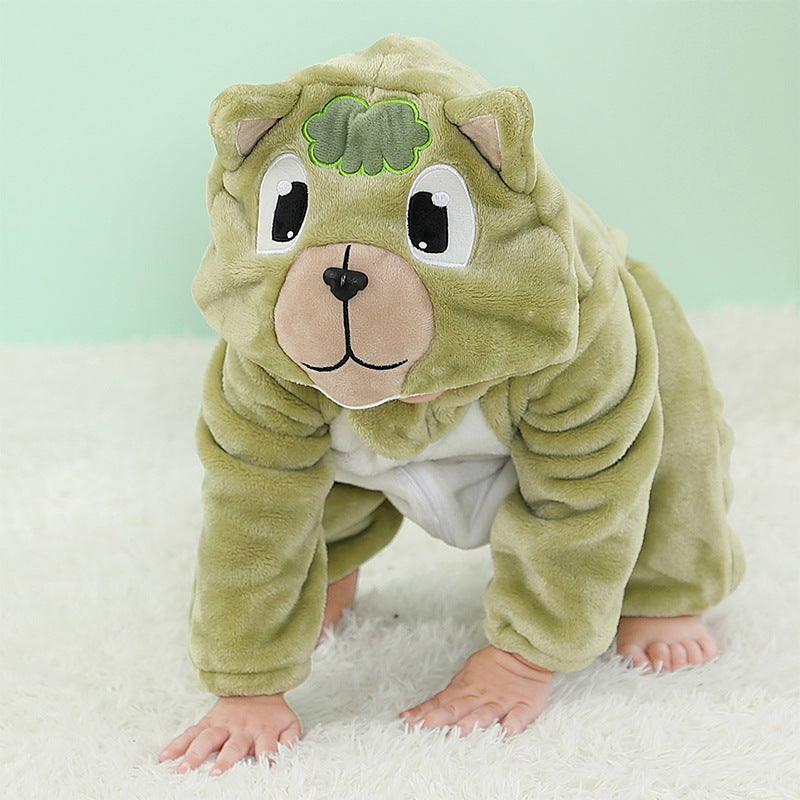 Combinaison pyjama poney vert enfant en flanelle