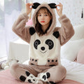 Pyjama polaire panda marron à capuche femme