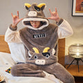 Pyjama chaud vache marron à capuche homme