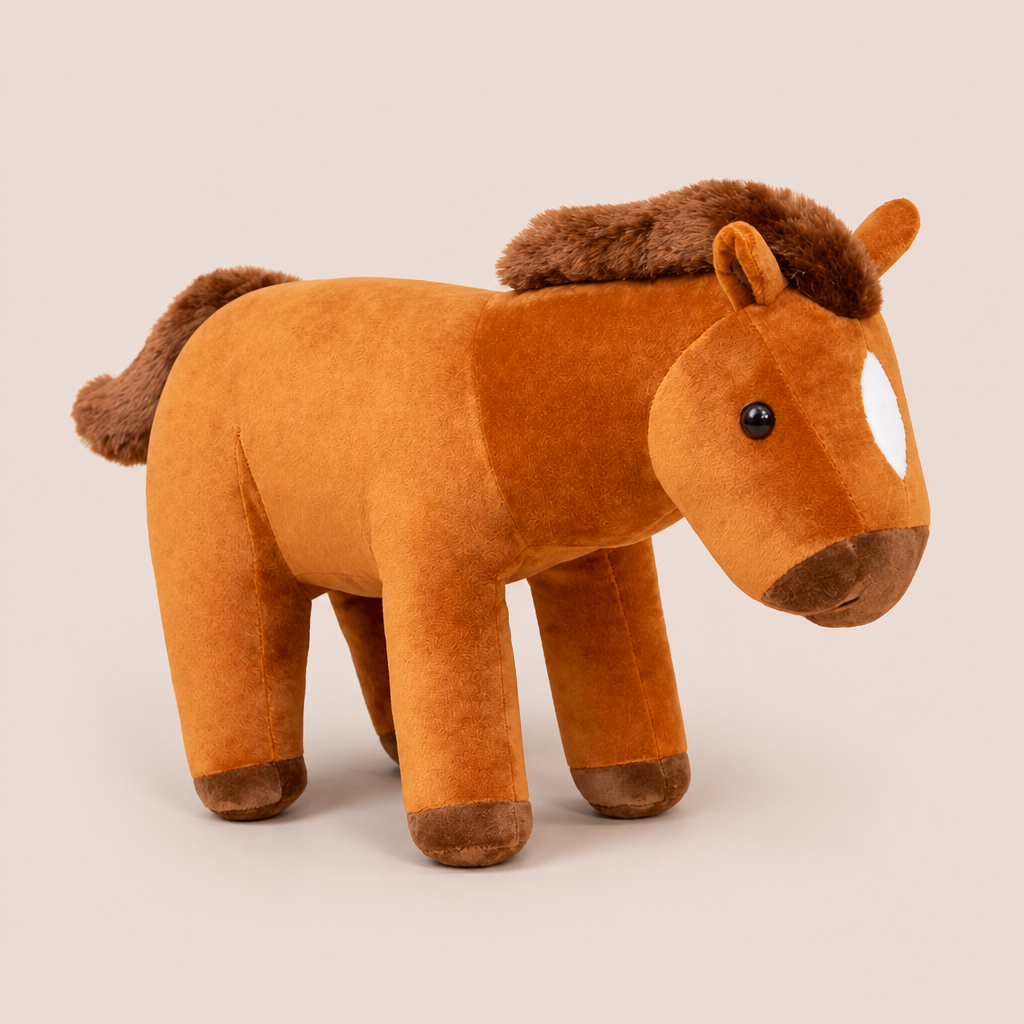 Grand Cheval Marron en Peluche