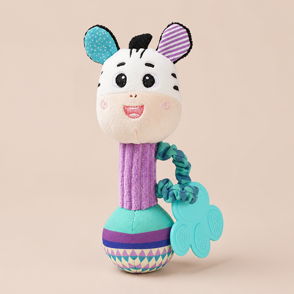 Hochet Bâton Zèbre en Peluche