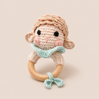 Hochet Bois + Peluche - Mouton