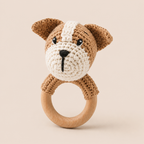 Hochet Chien en Peluche et Bois