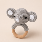 Hochet Éléphant en Peluche et Bois