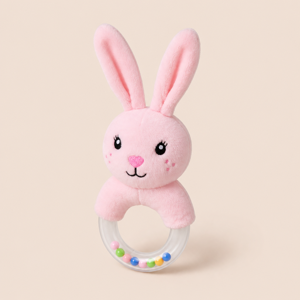 Hochet Peluche Animal et Plastique