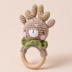 Hochet Rennes en Peluche et Bois