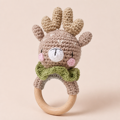 Hochet Rennes en Peluche et Bois