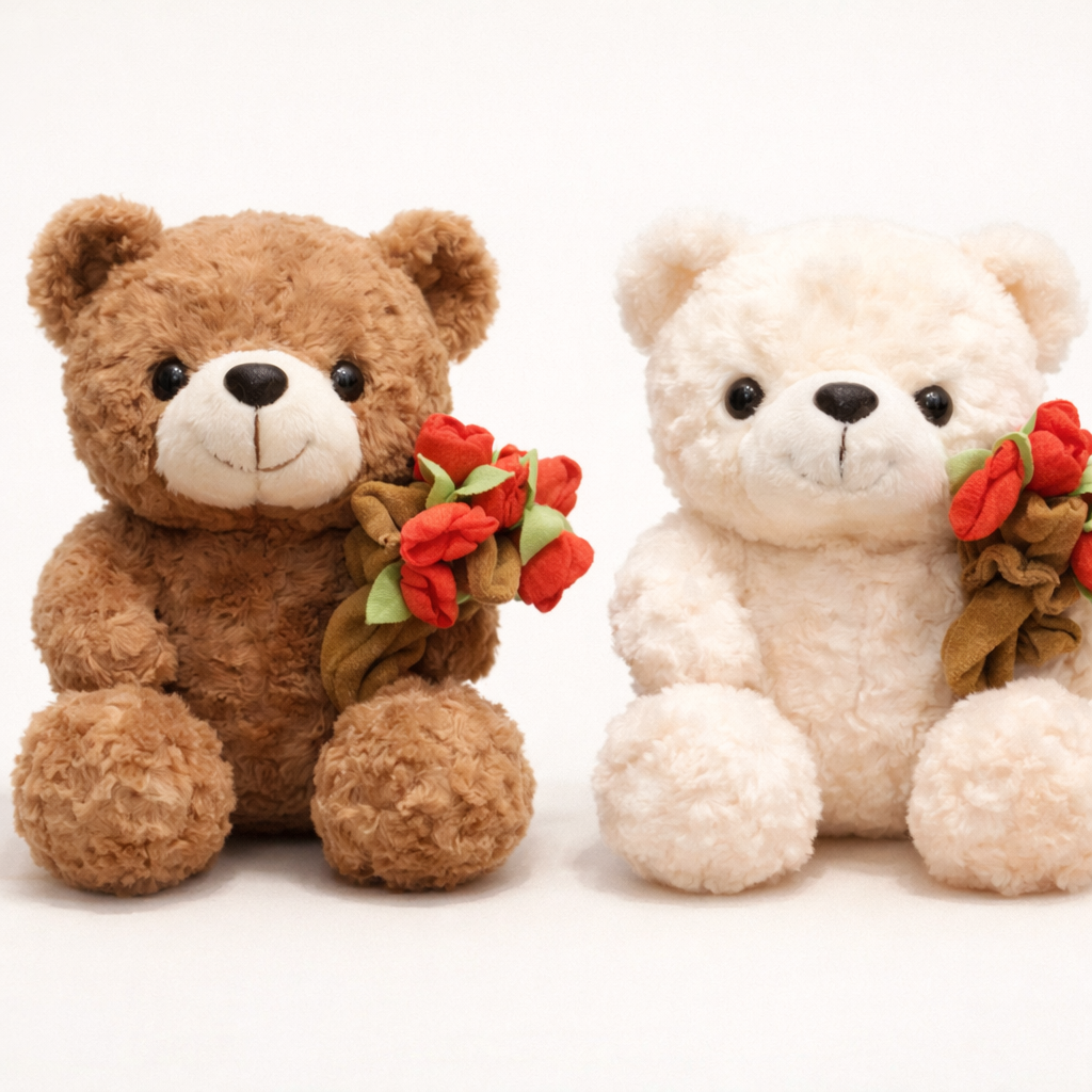 Nounours avec Bouquet de Fleurs