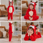 Mosaïque de quatre vues de Pyjama enfant élan rouge