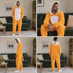 Mosaïque de quatre vues de Combinaison pyjama renard tout doux