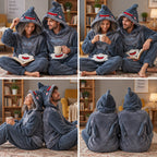 Quatre angles de Pyjama moumoute requin mignon à capuche porté