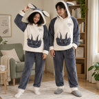 Cover frontale de Pyjama polaire panda doux à capuche famille, portée et entièrement visible