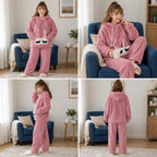 Quatre angles de Pyjama hiver lapin rouge adulte porté