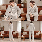 Quatre angles de Ensemble pyjama chat gris à capuche homme porté