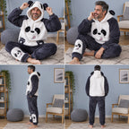 Quatre angles de Pyjama pilou pilou panda à capuche homme grande taille porté