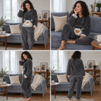 Quatre angles de Pyjama pilou pilou renne gris à capuche femme porté