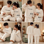 Quatre angles de Pyjama polaire couple ours ivoire mignon porté