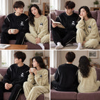 Quatre angles de Pyjama polaire couple panda noir et vert porté