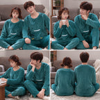 Quatre angles de Pyjama chaud couple animal vert canard porté