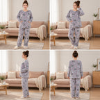 Quatre angles de Ensemble pyjama fille et femme pingouin gris porté