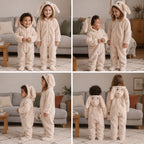 Quatre vues du Combinaison pyjama bébé blanc crème porté
