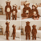 Quatre vues du Combinaison pyjama singe enfant porté