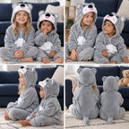 Quatre vues du Pyjama une pièce koala gris enfant porté