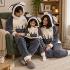 Famille portant Pyjama polaire panda doux à capuche famille