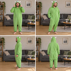 Quatre vues du Combinaison pyjama monstre vert à un œil adulte porté