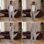 Quatre vues du Kigurumi souris grise adulte porté