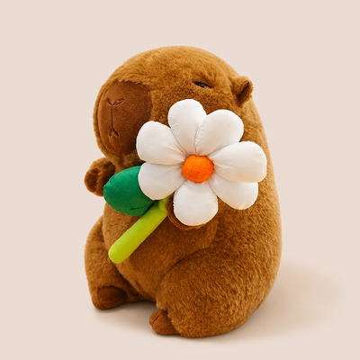 Peluche Capybara avec une Fleur - 25cm