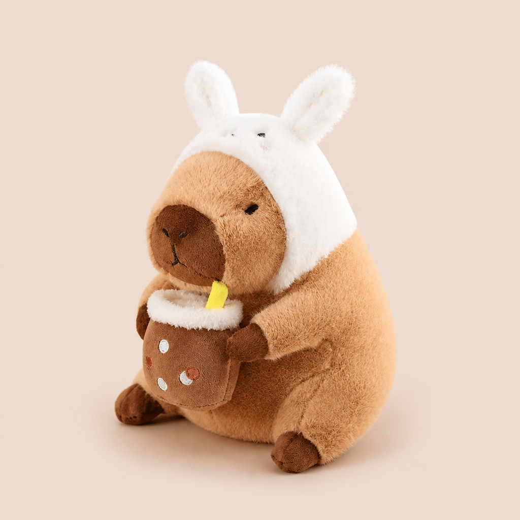 Peluche Capybara Kawaii avec Bonnet - 30 Cm
